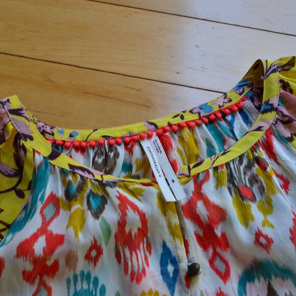 Anthropologie Maureen Paisley Tunic Dress Babydoll Chiffon Flowy Top Size M/P - Picture 9 of 14